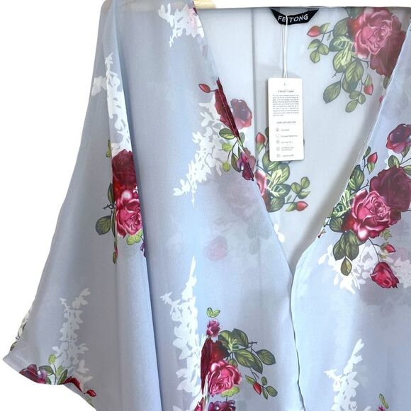 Kimono Floral Swimcover Cardigan - Picture 5 of 6